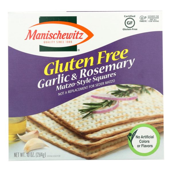 Manischewitz Garlic Rosemary Gluten Free Matzo Style Squares  - Case Of 12 - 10 Oz