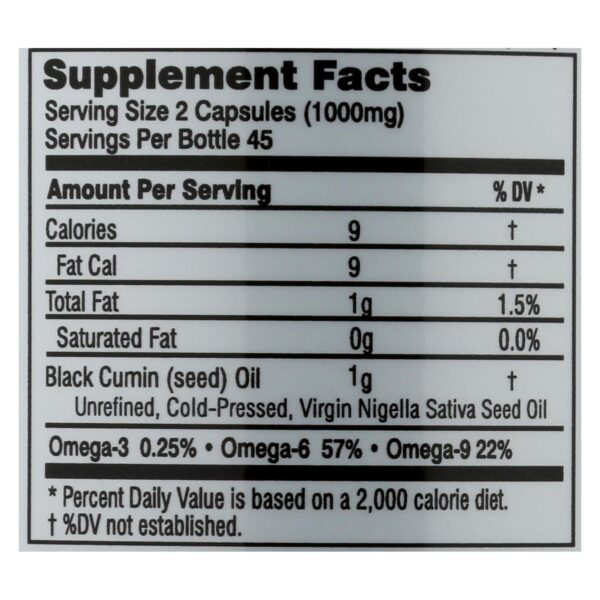 Amazing Herbs - Black Seed Black Cumin Seed Oil - 90 Softgels - Image 3