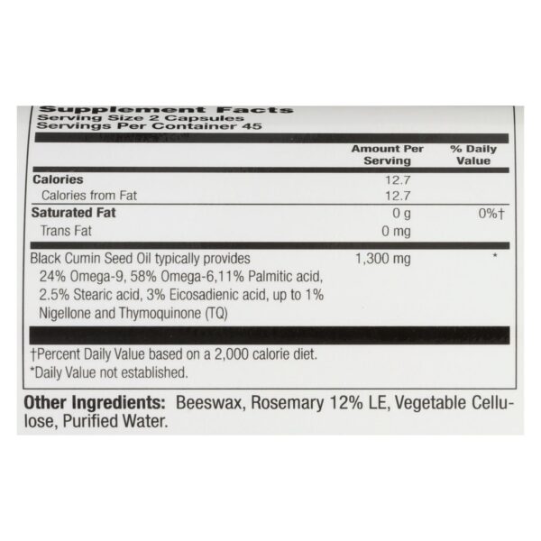 Heritage Store Black Seed Oil Dietary Supplement  - 1 Each - 90 Vcap - Image 2