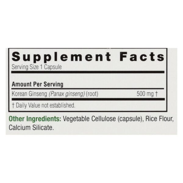 Nature's Answer - Korean Ginseng Root - 50 Vegetarian Capsules - Image 2