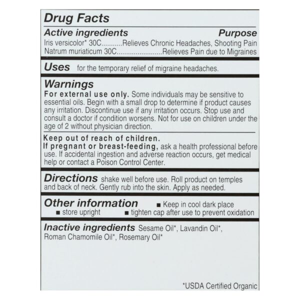 Forces Of Nature Certified Organic Medicine Migraine Rollerball Applicator  - 1 Each - 4 Ml - Image 2