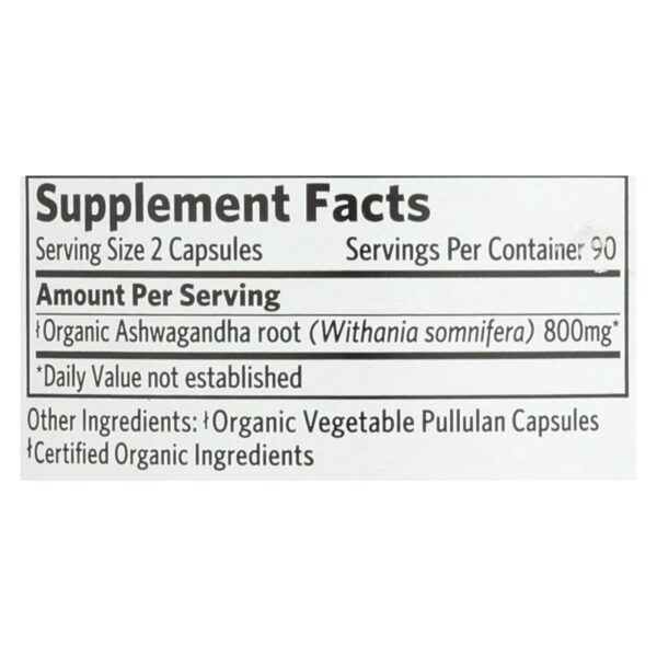 Organic India Ashwagandha Capsules - Bottle - 180 Vege Capsules - Image 2