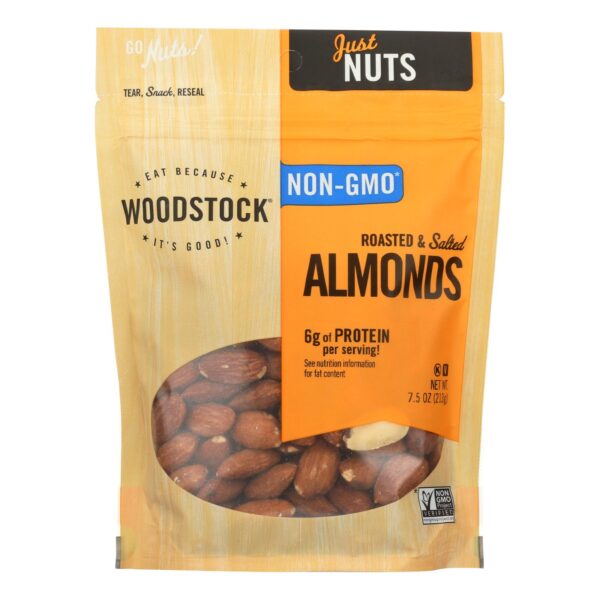 Woodstock Non-gmo Almonds, Roasted And Salted - Case Of 8 - 7.5 Oz - Image 3