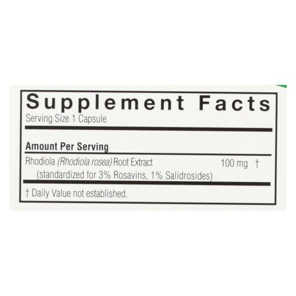 Nature's Answer - Rhodiola Root Extract - 60 Vegetarian Capsules - Image 2