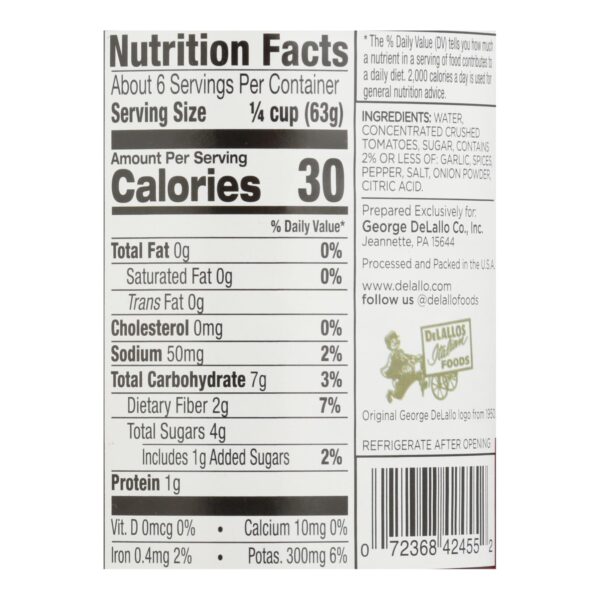 Delallo Fancy Pizza Sauce  - Case Of 12 - 14 Fz - Image 2