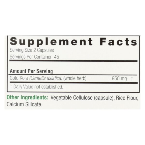 Nature's Answer Gotu-kola Herb - 950 Mg - 90 Caps - Image 2