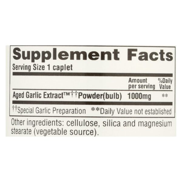 Kyolic - Aged Garlic Extract One Per Day Cardiovascular - 1000 Mg - 30 Caplets - Image 2