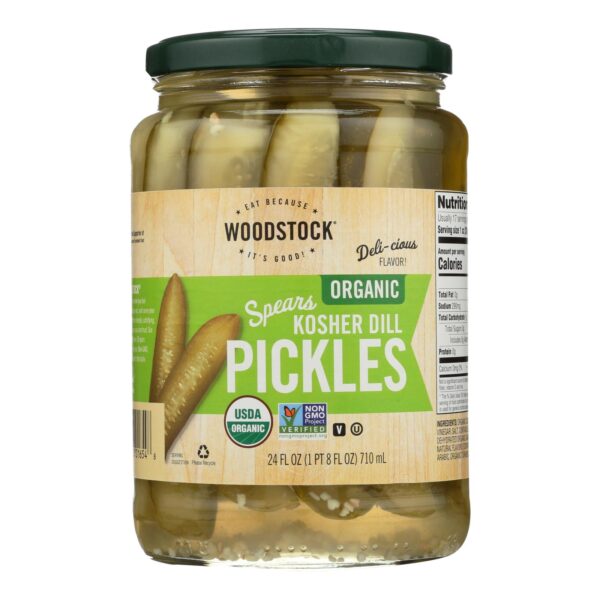 Woodstock Organic Kosher Dill Pickle Spears - Case Of 6 - 24 Fz