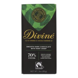 Divine - Bar Chocolate Dark W/mint Crisp - Case Of 12 - 3 Oz