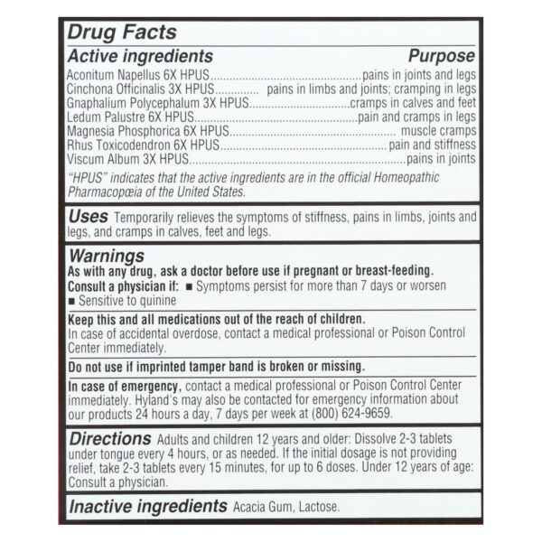 Hyland's Leg Cramps - 50 Quick Disolving Tablets - Image 2