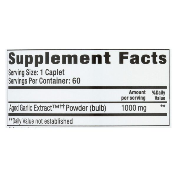 Kyolic - Aged Garlic Extract One Per Day Cardiovascular - 1000 Mg - 60 Caplets - Image 2