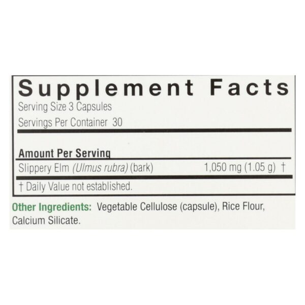 Nature's Answer - Slippery Elm Bark - 90 Vegetarian Capsules - Image 2
