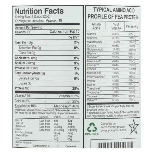 Growing Naturals Yellow Pea Protein - Vanilla Blast - 16 Oz - Image 2