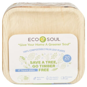 Ecosoul Home - Palm Leaf Plates 8 In Sqr - Case Of 8-20 Ct