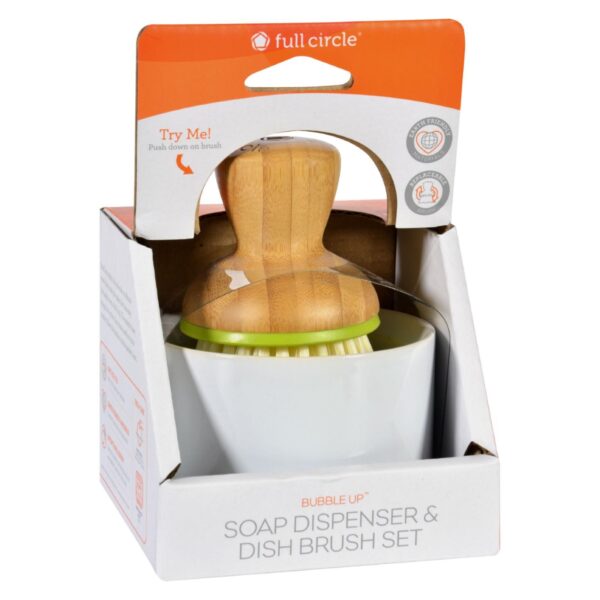 Full Circle Home Bubble Up Brush Plus Soap Dish- White - Case Of 4 - Image 2