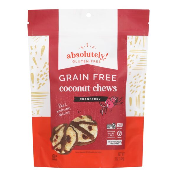 Absolutely Gluten Free Chews - Coconut - Cranberry - Gluten Free - Case Of 12 - 5 Oz