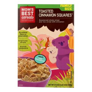 Mom's Best Naturals Toasted Cinnamon Squares - Case Of 14 - 17.5 Oz.