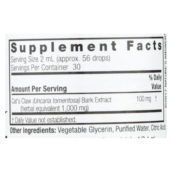 Nature's Answer - Cat's Claw Inner Bark Alcohol Free - 2 Fl Oz - Image 2
