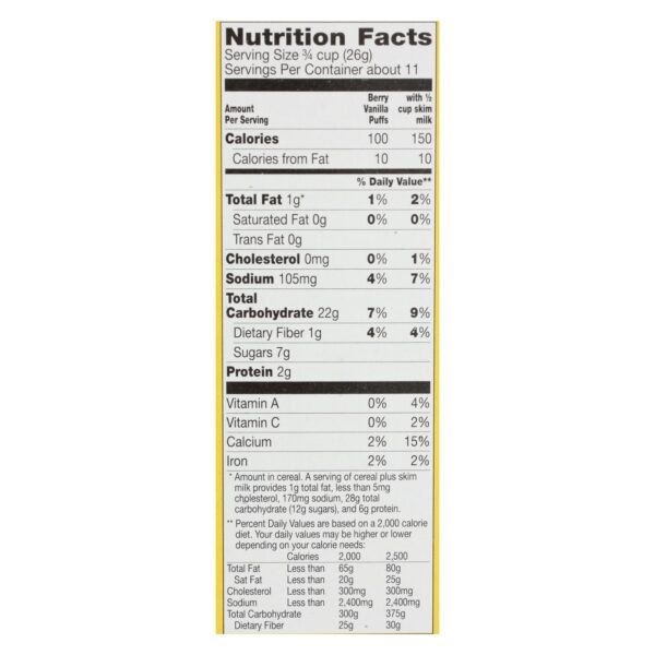 Cascadian Farm Cereal - Organic - Berry Vanilla Puff - 10.25 Oz - Case Of 12 - Image 2