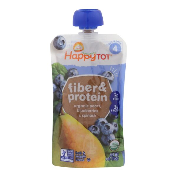 Happy Tot Toddler Food - Organic - Fiber And Protein - Stage 4 - Pear Blueberry And Spinach - 4 Oz - Case Of 16 - Image 3