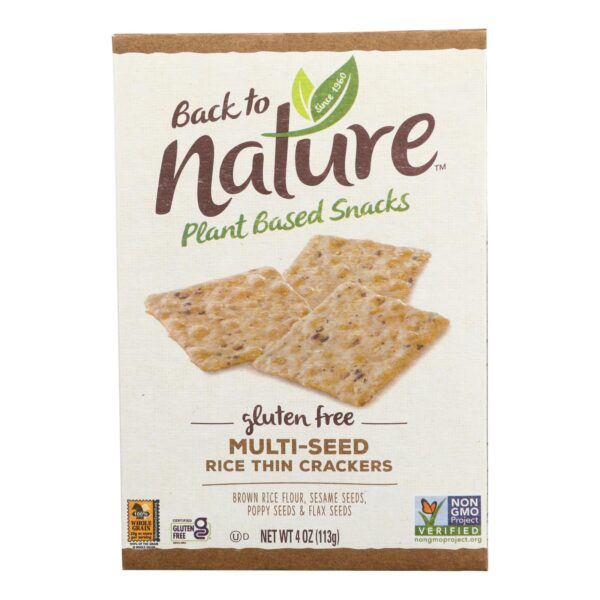 Back To Nature Multi Seed Rice Thin Crackers - Brown Rice Sesame Seeds Poppy Seeds And Flax Seed - Case Of 12 - 4 Oz. - Image 3