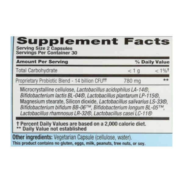 Nutrition Now Pb 8 Pro-biotic Acidophilus For Life - 500 Mg - 60 Vegetarian Capsules - Image 2