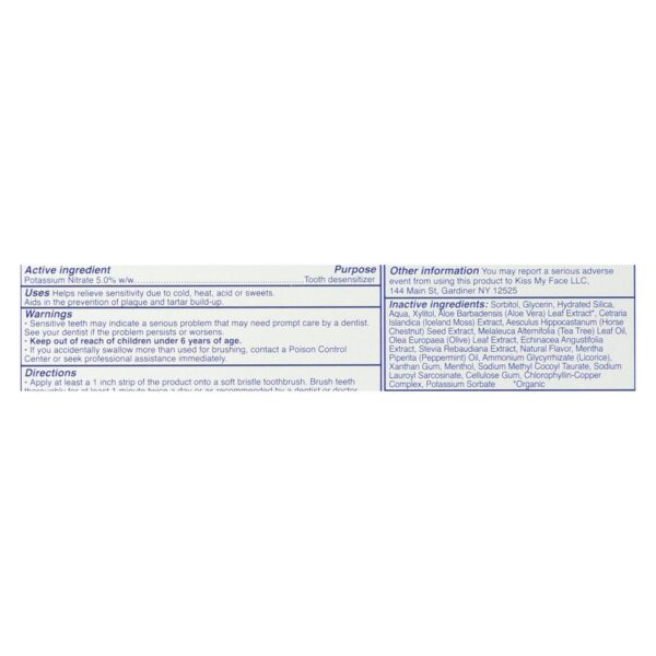 Kiss My Face Toothpaste - Sensitive - Fluoride Free - Gel - 4.5 Oz - Image 2