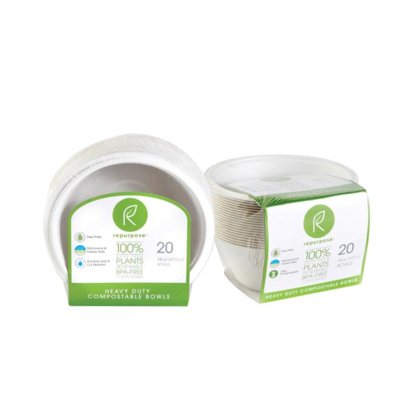 Repurpose Plant Based Bagasse Bowls - Case Of 12 - 20 Count - Image 2