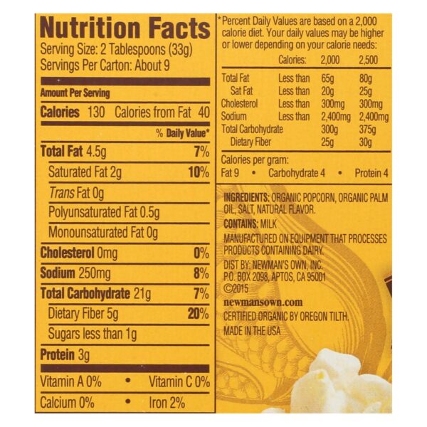 Newman's Own Organics Butter - Popcorn - Case Of 12 - 3.3 Oz. - Image 2