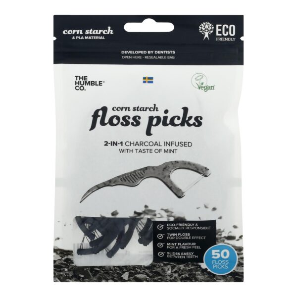 Humble Co - Floss Picks Charcoal Mint - Case Of 4-50 Count - Image 2