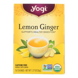 Yogi 100% Natural Herbal Tea Caffeine Free Lemon Ginger - 16 Tea Bags - Case Of 6
