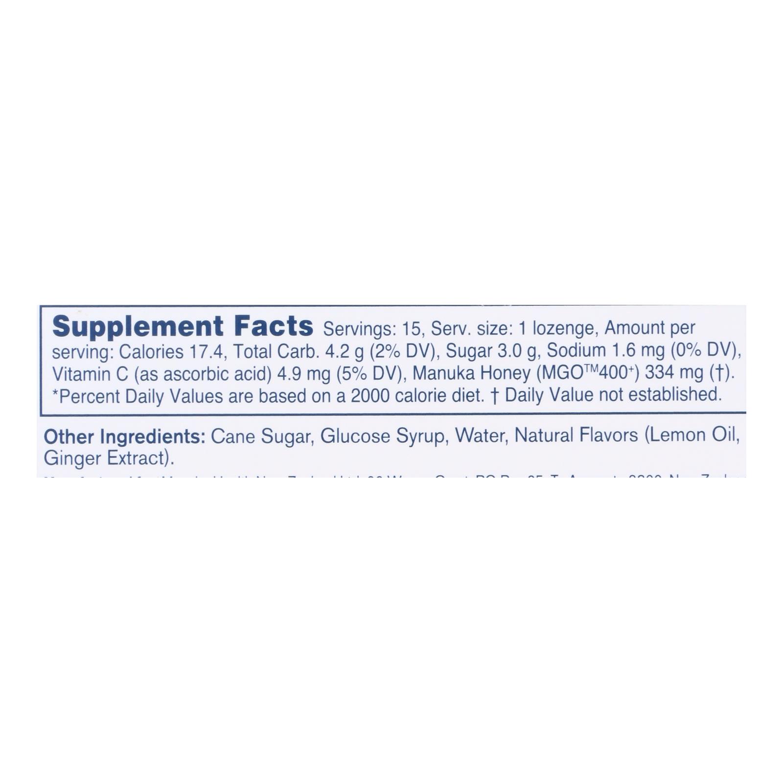 Manuka Health - Loz Honey Mgo 400+lem Ginger - 1 Each 1-15 Ct - Image 4