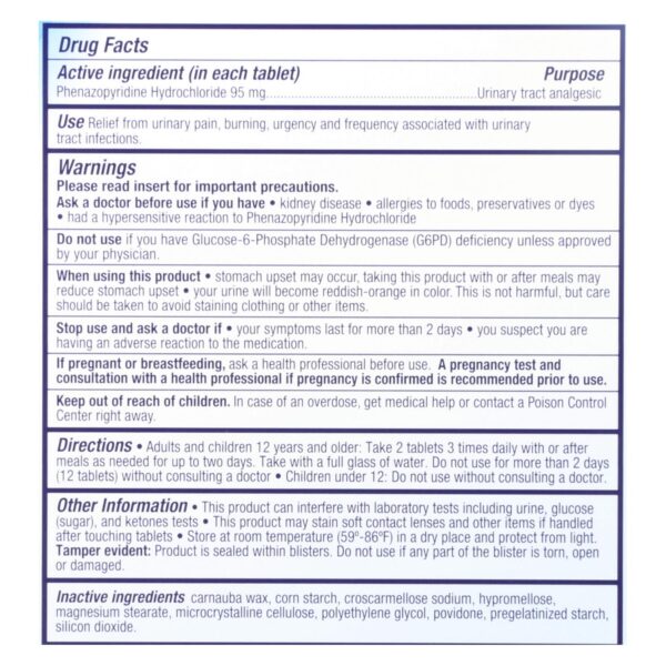Azo Standard Urinary Pain Relief - 30 Tablets - Image 2