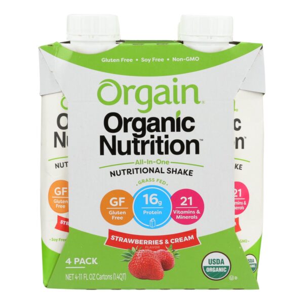 Orgain Nut Shake - Organic - Strawberry & Cream - Case Of 3 - 4/11 Fl Oz - Image 2