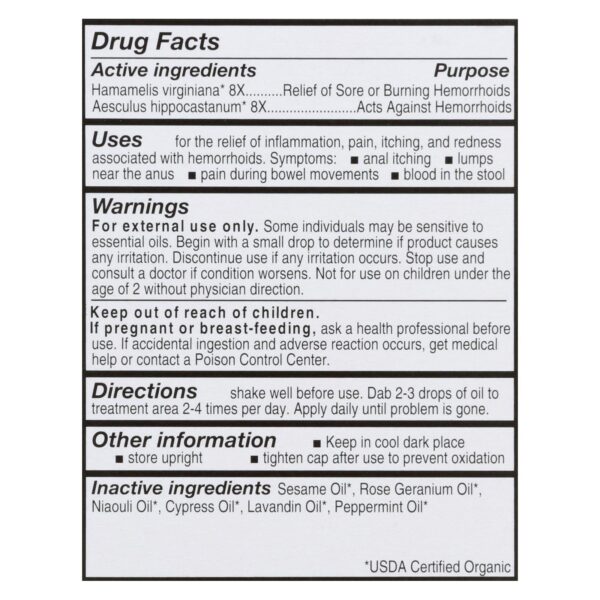 Forces Of Nature Hemorrhoid Control Extra Strength Certified Organic Medicine  - 1 Each - 5 Ml - Image 2