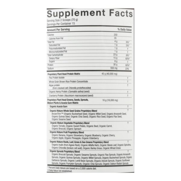 Genceutic Naturals Plant Head Real Meal - Chocolate - 2.3 Lb - Image 2