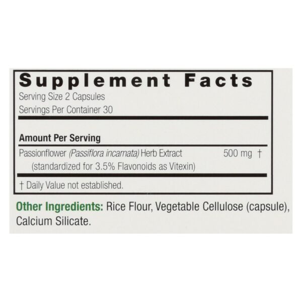 Nature's Answer - Passionflower Extract - 60 Vegetarian Capsules - Image 2