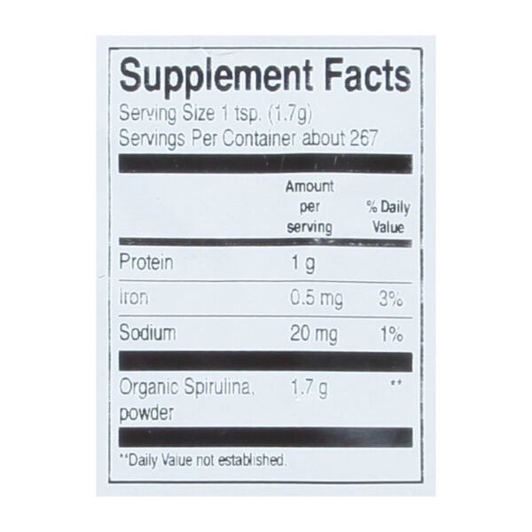 Frontier Herb 100% Organic Spirulina Powder - 1 Lb. - Image 2