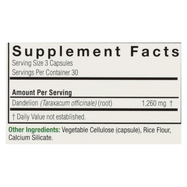 Nature's Answer - Dandelion Root - 90 Vegetarian Capsules - Image 2