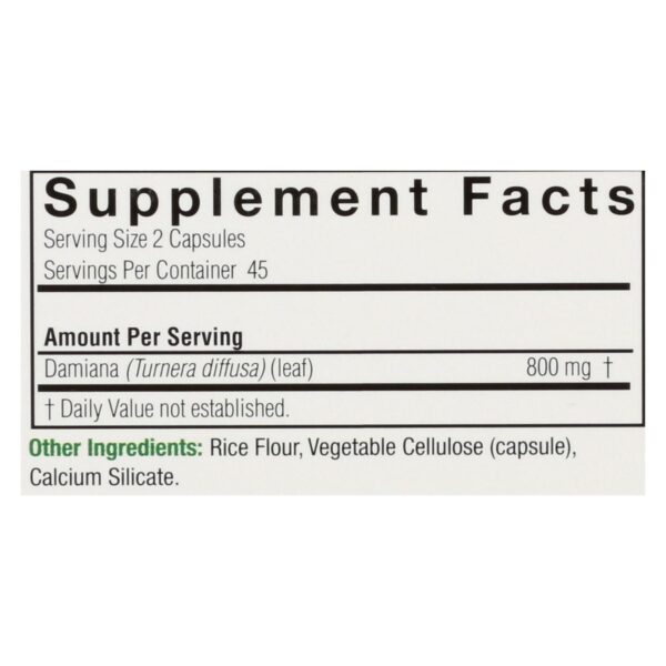 Nature's Answer - Damiana Leaf - 90 Vegetarian Capsules - Image 2