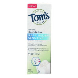 Tom's Of Maine Rapid Relief Sensitive Toothpaste - Fresh Mint Fluoride-free - Case Of 6 - 4 Oz.