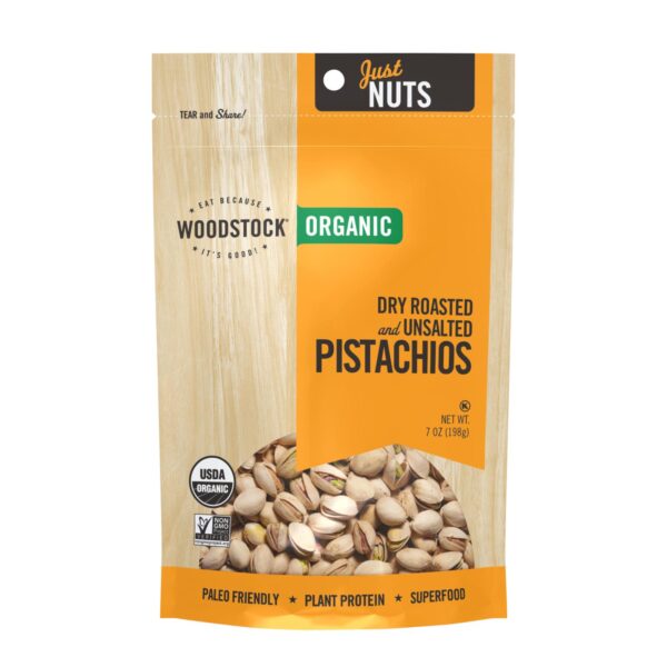 Woodstock Organic Pistachios, Dry Roasted And Unsalted - Case Of 8 - 7 Oz - Image 2