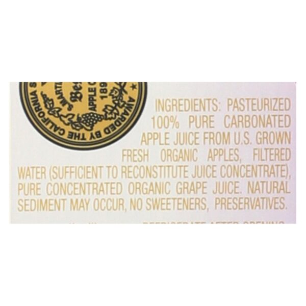 Martinelli's Organic Sparkling Apple Grape - Case Of 12 - 25.4 Fl Oz. - Image 2