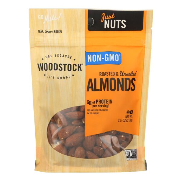 Woodstock Non-gmo Almonds, Roasted And Unsalted - Case Of 8 - 7.5 Oz - Image 2