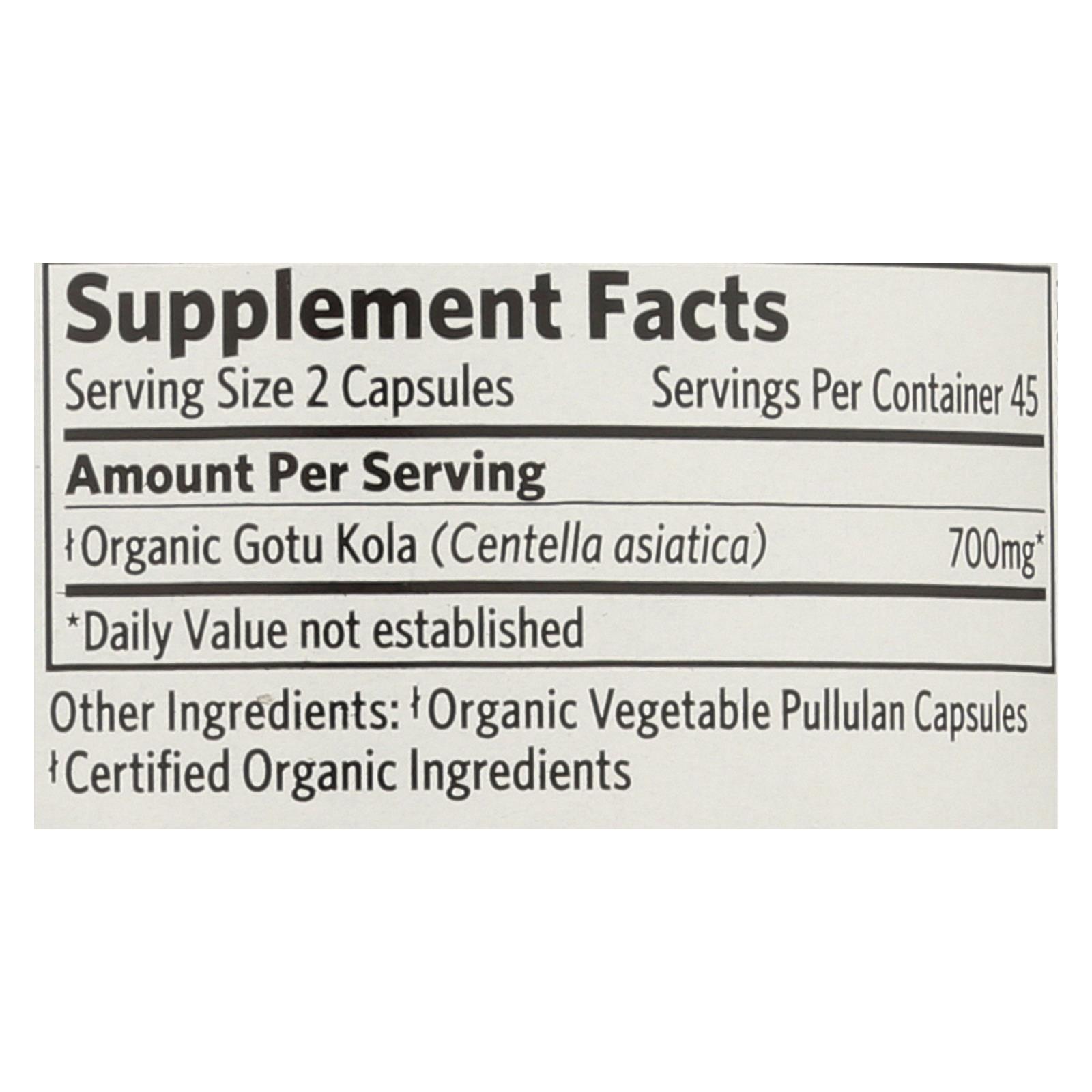 Organic India Tulsi Wellness Supplements, Gotu Kola  - 1 Each - 90 Vcap - Image 2