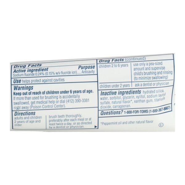 Tom's Of Maine Travel Natural Toothpaste - Fresh Mint Fluoride - Case Of 24 - 3 Oz. - Image 2