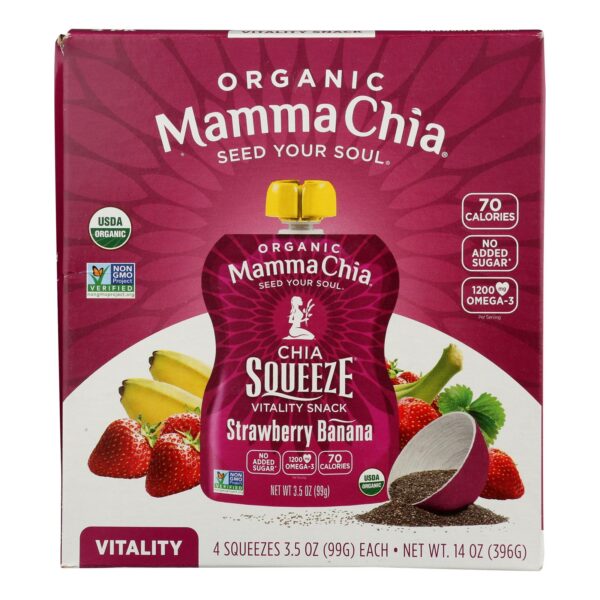 Mamma Chia Organic Squeeze Vitality Snack - Strawberry Banana - Case Of 6 - 3.5 Oz. - Image 3