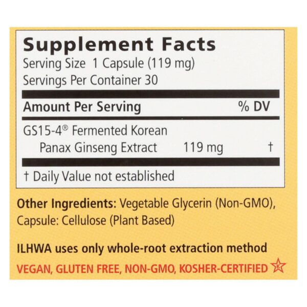 Ilhwa Enzyme Fermented Ginseng Herbal Supplement  - 1 Each - 30 Cap - Image 2