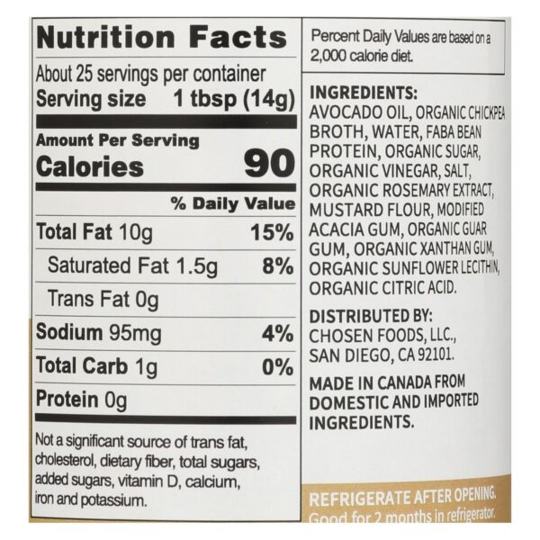 Chosen Foods - Avocado Oil Vegan Mayo - Case Of 6 - 12 Oz. - Image 2