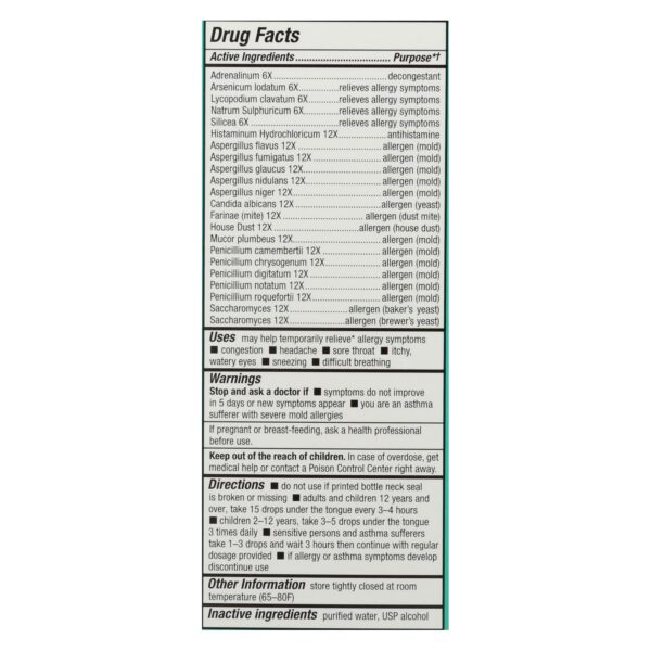 Bio-allers - Allergy Treatment Mold Yeast And Dust - 1 Fl Oz - Image 2